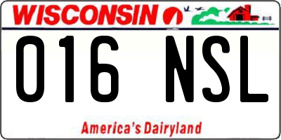 WI license plate 016NSL
