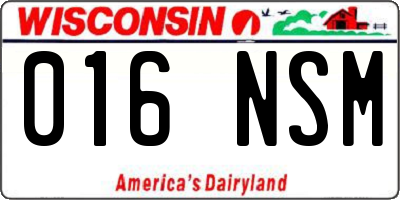 WI license plate 016NSM