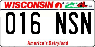 WI license plate 016NSN