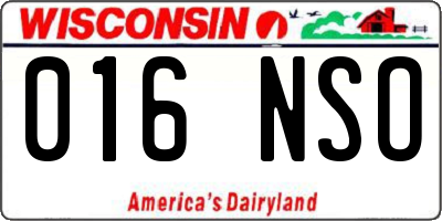 WI license plate 016NSO