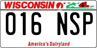 WI license plate 016NSP