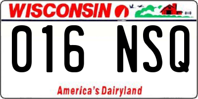 WI license plate 016NSQ