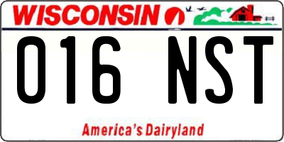 WI license plate 016NST