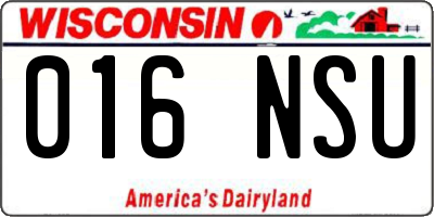 WI license plate 016NSU