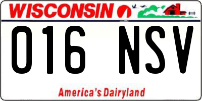WI license plate 016NSV