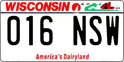 WI license plate 016NSW