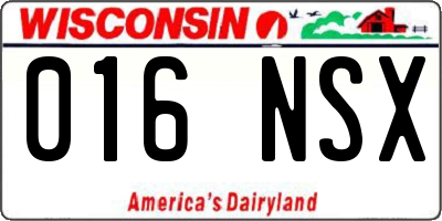 WI license plate 016NSX