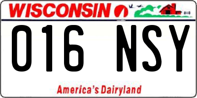 WI license plate 016NSY