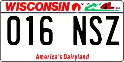WI license plate 016NSZ