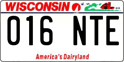 WI license plate 016NTE