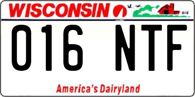 WI license plate 016NTF