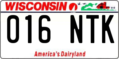 WI license plate 016NTK