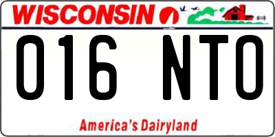 WI license plate 016NTO