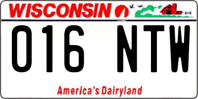WI license plate 016NTW