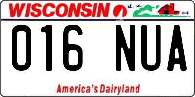 WI license plate 016NUA