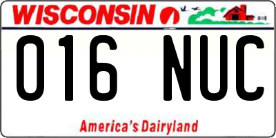 WI license plate 016NUC