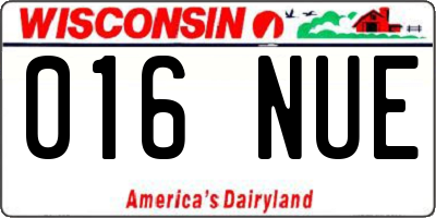 WI license plate 016NUE