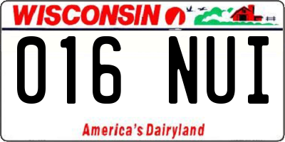 WI license plate 016NUI