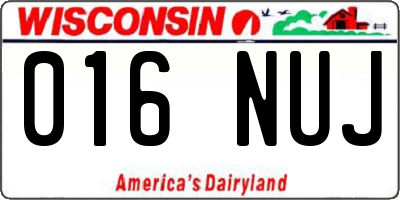 WI license plate 016NUJ