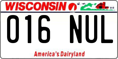 WI license plate 016NUL
