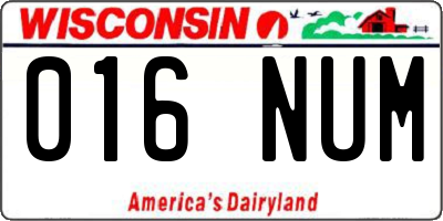 WI license plate 016NUM