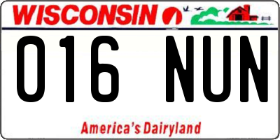 WI license plate 016NUN