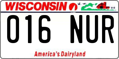 WI license plate 016NUR