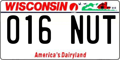 WI license plate 016NUT