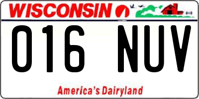 WI license plate 016NUV