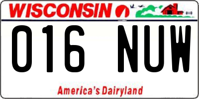 WI license plate 016NUW