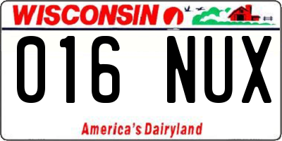WI license plate 016NUX