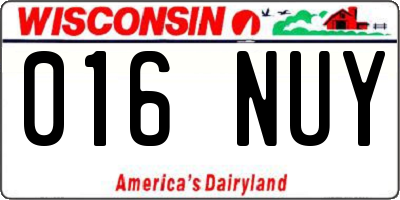 WI license plate 016NUY