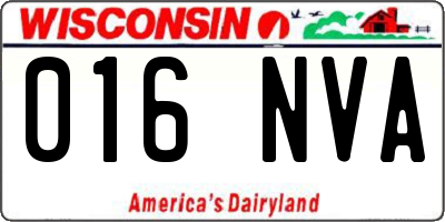 WI license plate 016NVA