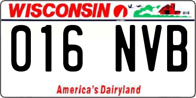 WI license plate 016NVB