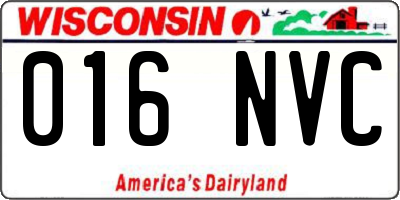 WI license plate 016NVC