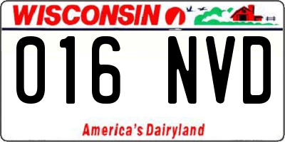 WI license plate 016NVD