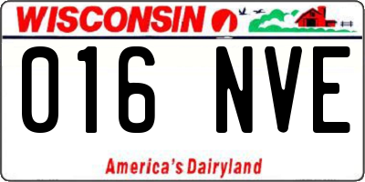 WI license plate 016NVE