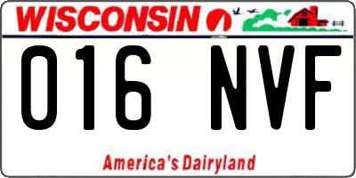 WI license plate 016NVF