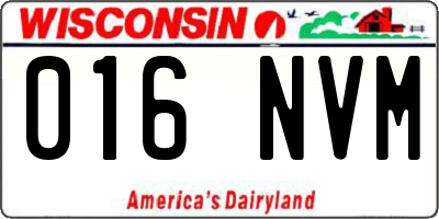 WI license plate 016NVM