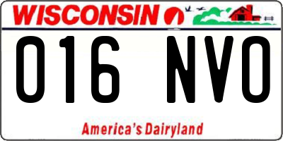 WI license plate 016NVO