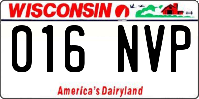 WI license plate 016NVP