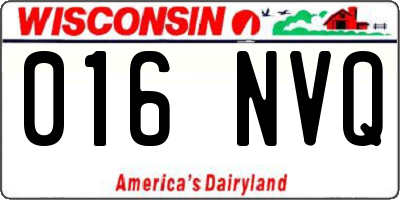 WI license plate 016NVQ