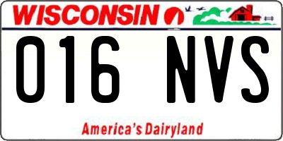 WI license plate 016NVS