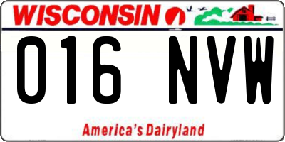 WI license plate 016NVW