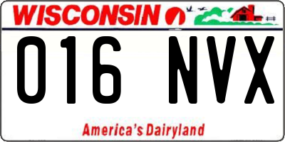 WI license plate 016NVX