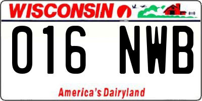 WI license plate 016NWB