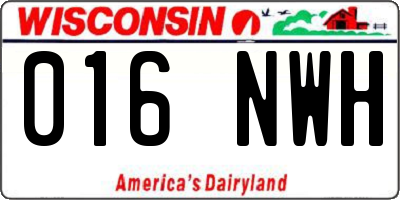 WI license plate 016NWH