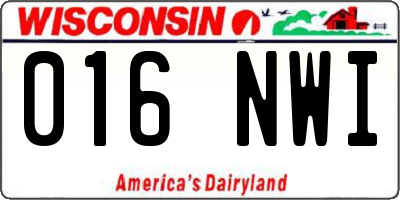 WI license plate 016NWI
