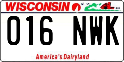 WI license plate 016NWK