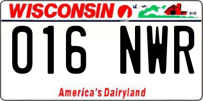 WI license plate 016NWR